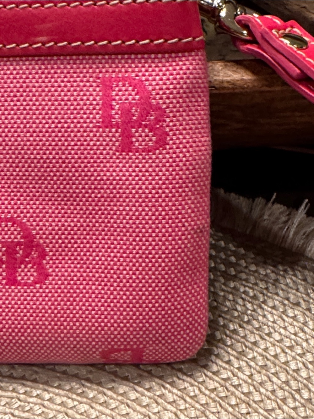Dooney & Bourke Hot Pink Logo Zip Wristlet - Picture 4 of 10